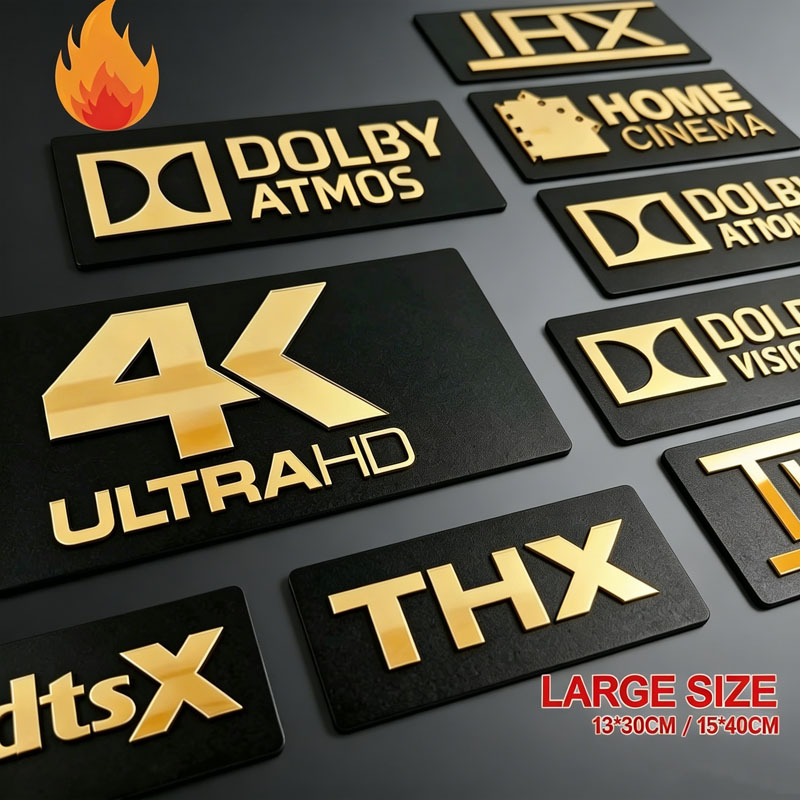 Home Cinema Dts X - ゴールドミラー3Dホームシネマサイン | 4KウルトラHD、ドルビーアトモス、DTS:X、THX、KRIX | アクリル製ホームシアター ワンスカイル