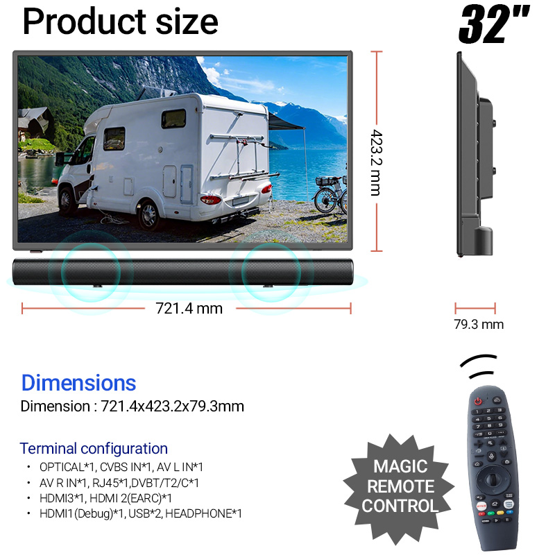 32インチ Web OS搭載 RVテレビ 40Wサウンドバー - Home Cinema Of Soundbar のレビューと価格