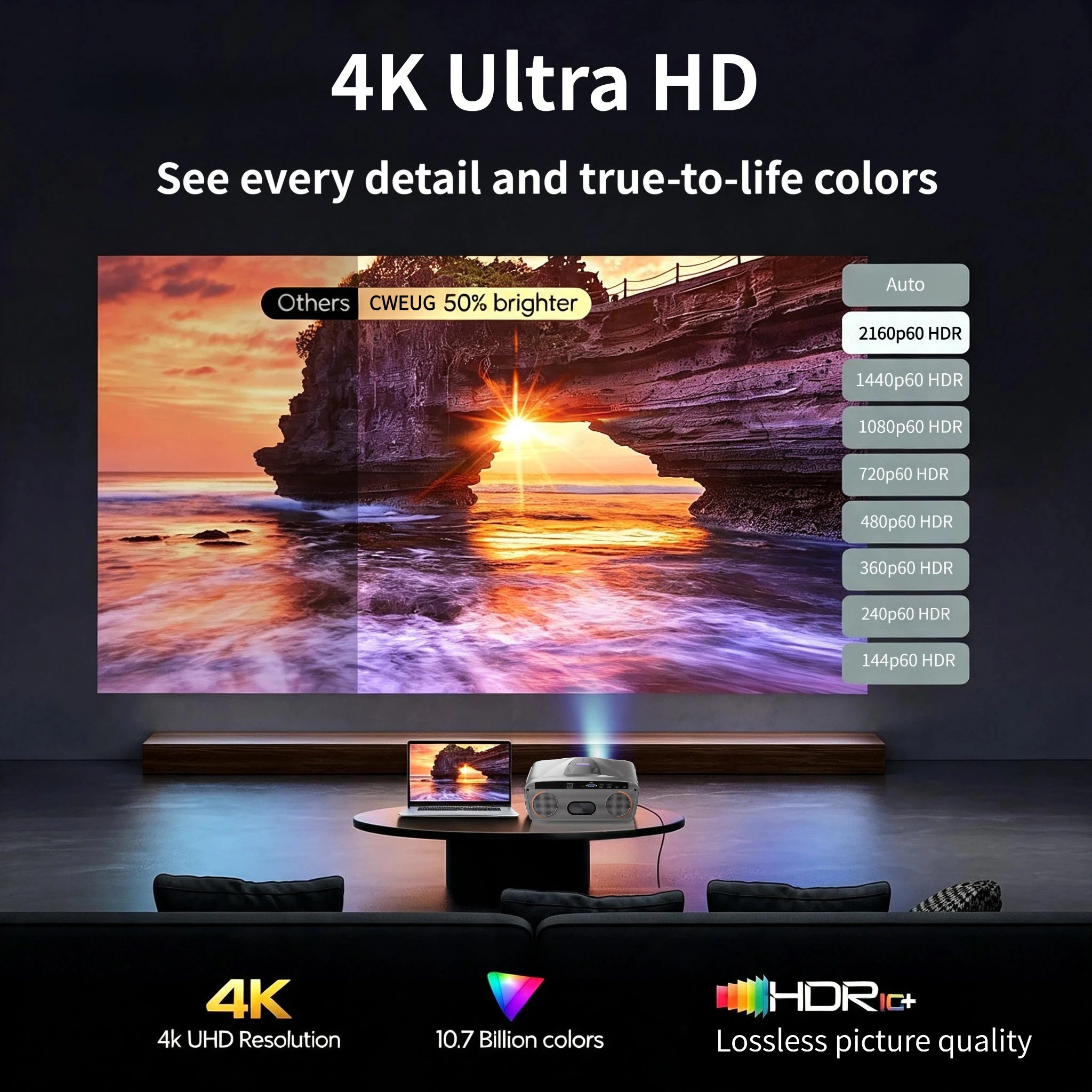 新型4K E9 UHDプロジェクター スマート 4200AN - Home Cinema Karaoke Projector のレビューと価格