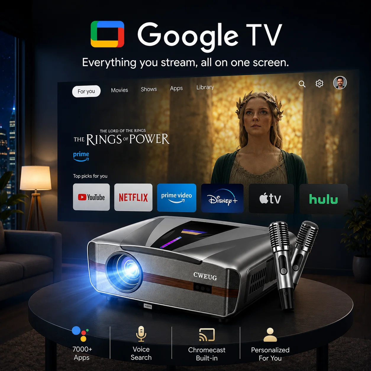 新型4K E9 UHDプロジェクター スマート 4200AN - Home Cinema Karaoke Projector のレビューと価格