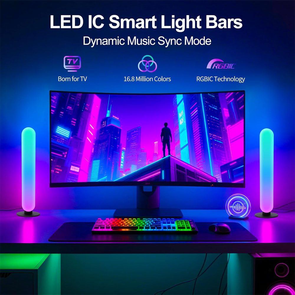 1/2/3個スマートLEDライトバー、1600万色変化テレビ - Home Cinema Lighting のレビューと価格